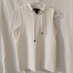 Sleeveless Creamy White Hoodie Top